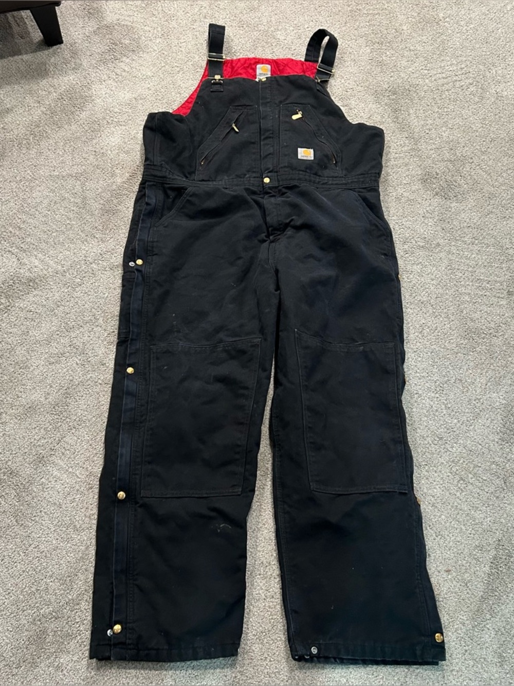 Carhartt Insulated Duck Bib Overalls Black | 46x32